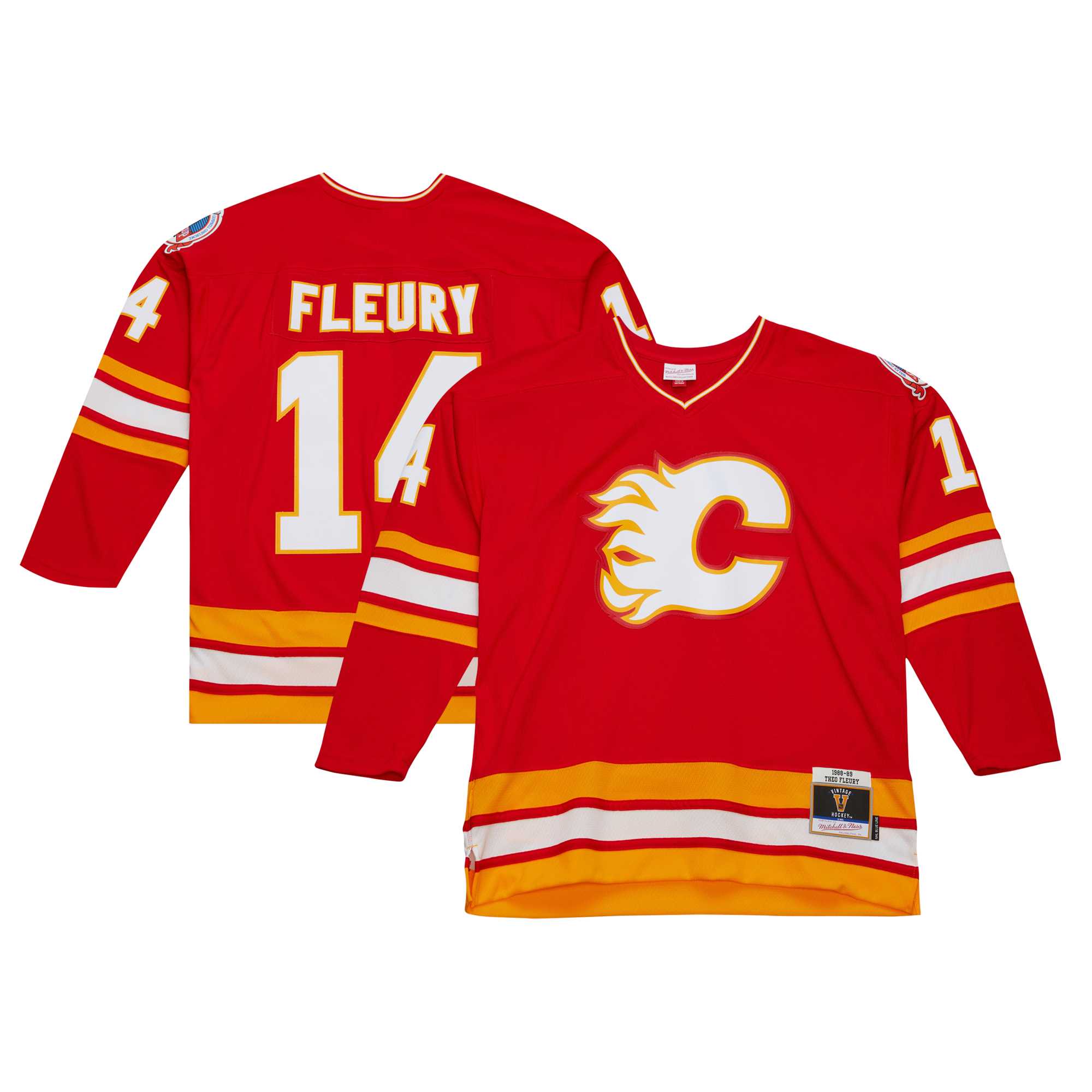 Theoren Fleury Calgary Flames Mitchell & Ness 1988/89 Blue Line Player Jersey – Red