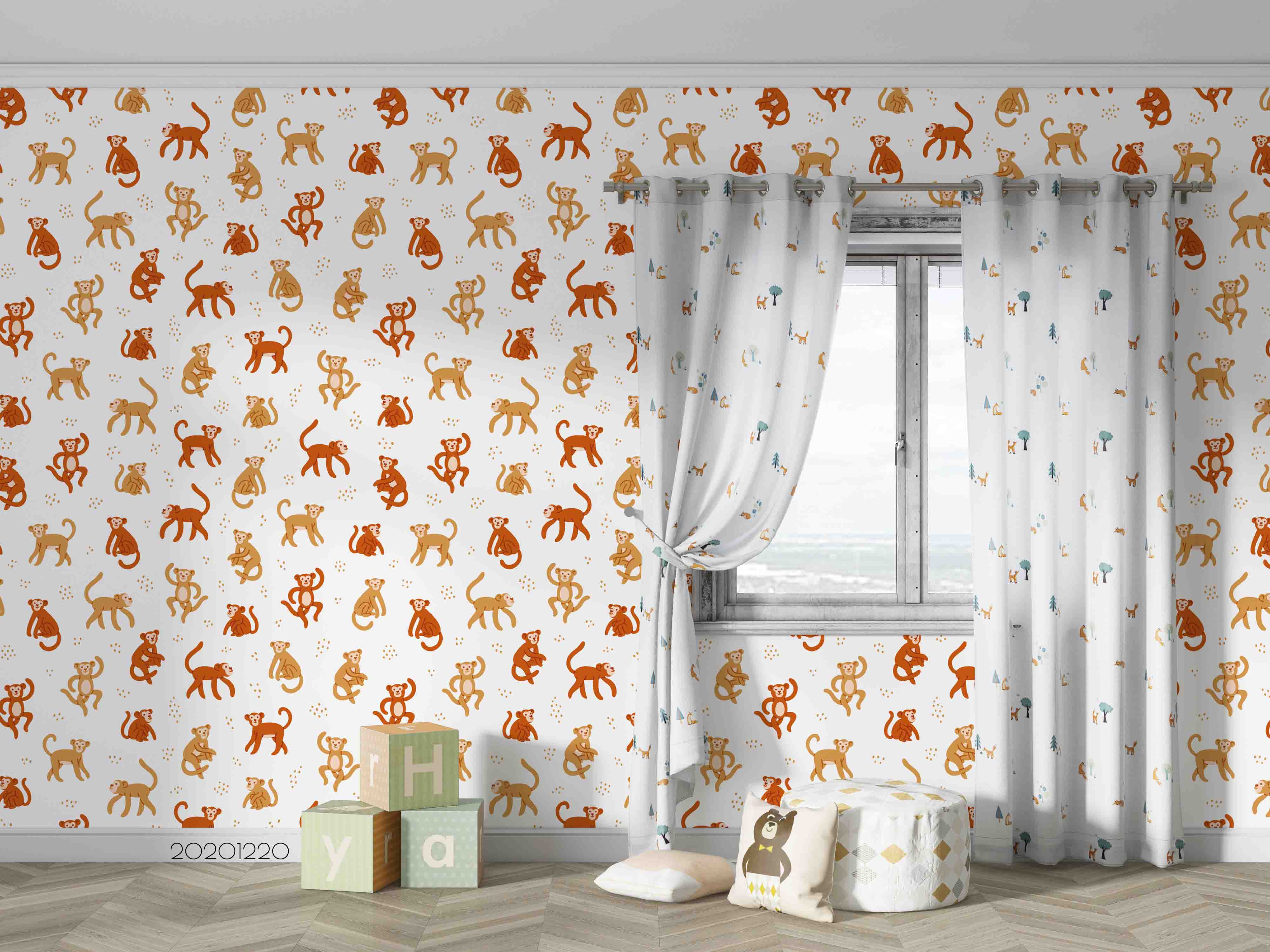 3D Hand Drawn Animal Monkey Wall Mural Wallpaper Lqh 50