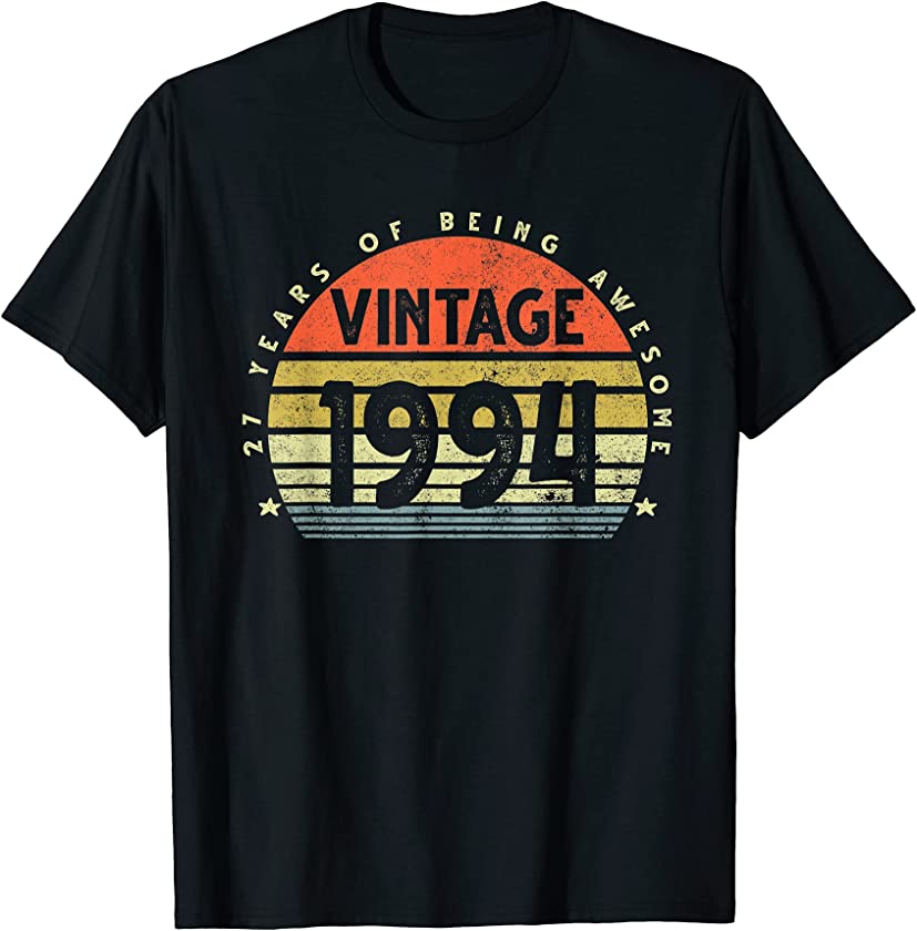 27 Years Of Being Awesome Vintage Retro 1994 27 th Birthday T-Shirt