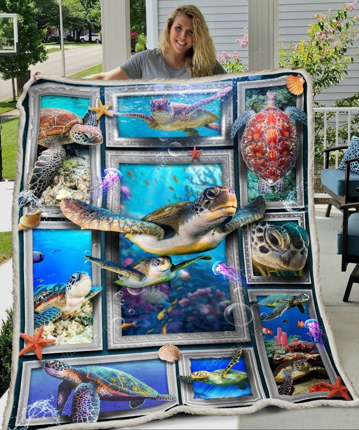 3d Huge Sea Turtle Fleece Blanket