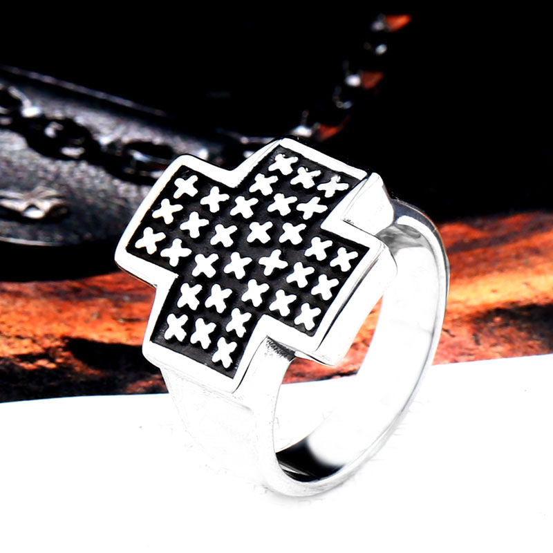 Vintage Stainless Steel Cross Ring