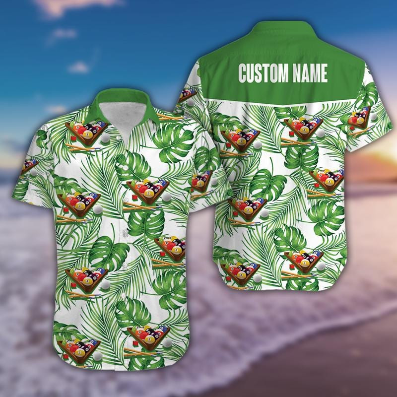 Personalized Billiard Tropical Green Unisex Hawaii Shirts Ha93880