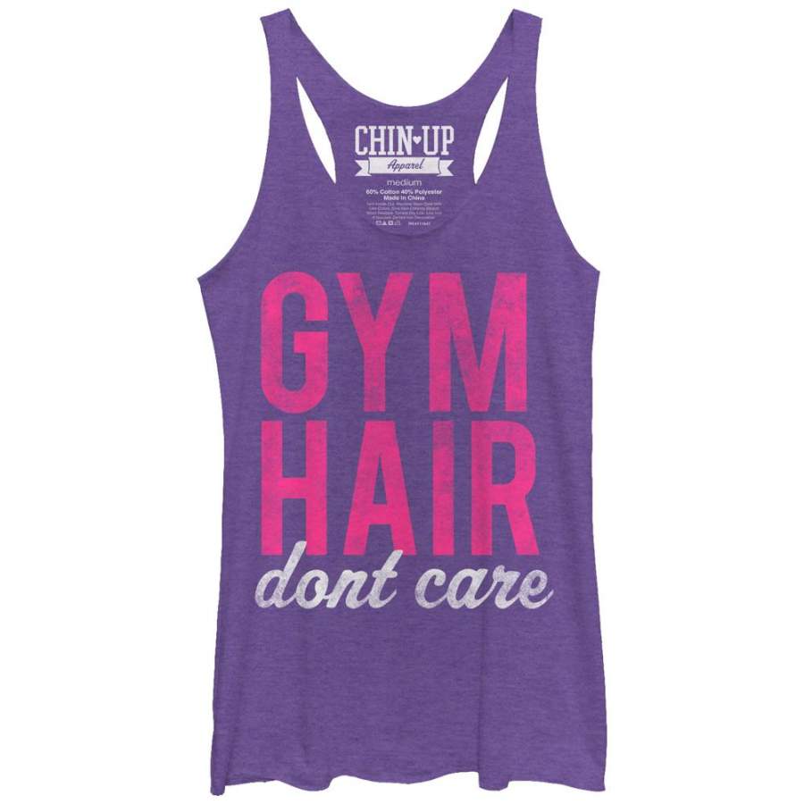 CHIN UP Women’s Hair Don’t Care  Racerback Tank Purple Heather