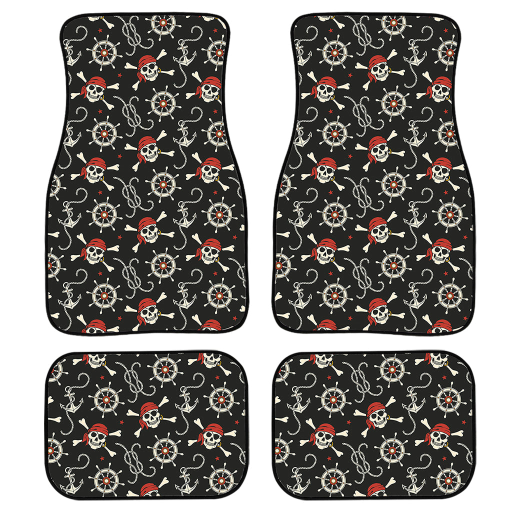 Pirate Theme Pattern Print Front And Back Car Floor Mats, Front Car Mat