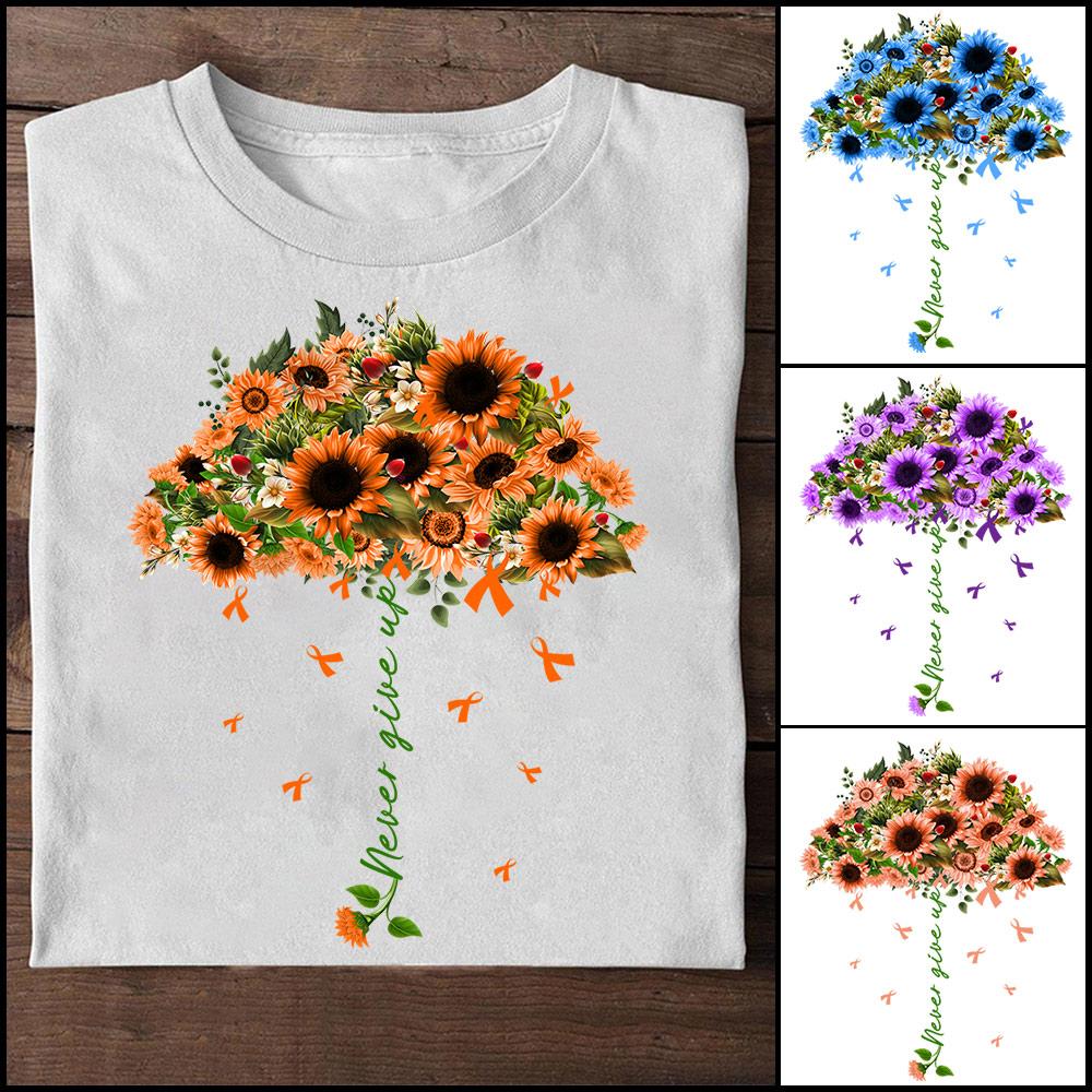 Personalized Never Give Up Umbrella Flower Shirt, Breast Cancer Awareness Shirt, October Breast Cancer Awareness Shirt For Women