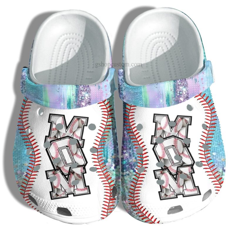 Baseball Mom Hippie Twinkle Croc Shoes Gift Mama- Baseball Line Shoes Gift Mother Day