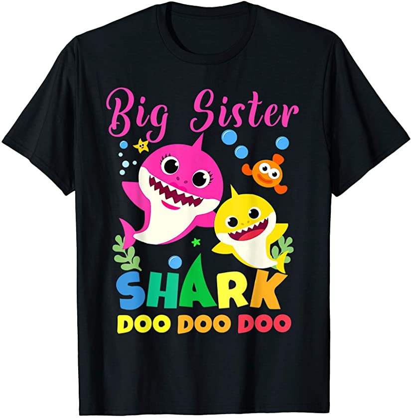 Big Sister Shark Gift Cute Baby Shark Family Matching T-Shirt