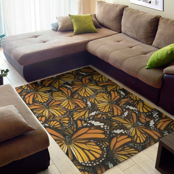 Tiger Monarch Butterfly Pattern Print Area Rug