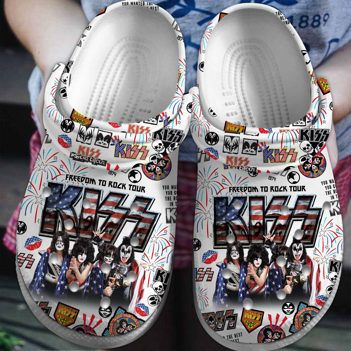 Premium Kiss Music Crocs Crocband Clogs Shoes Comfortable For Men Women and Kids