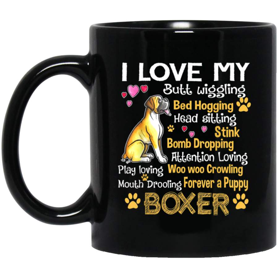 Novelty Dog Lovers I Love My Forever Puppy Boxer Gift Black Mug