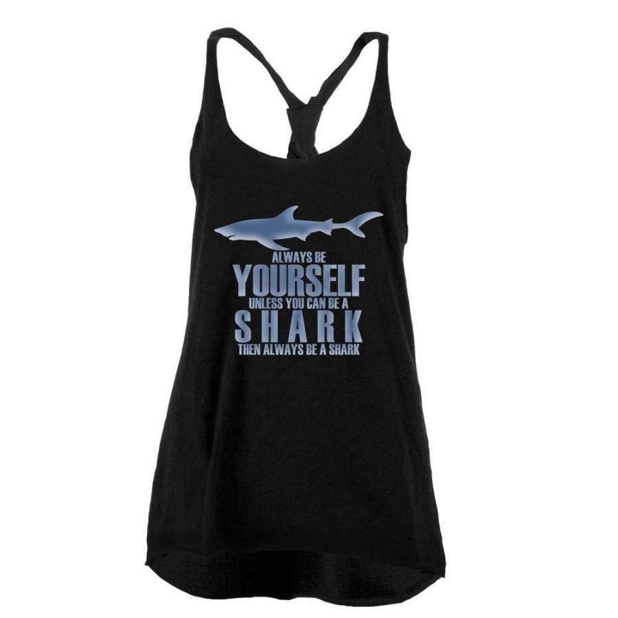 Always Be Yourself Shark Juniors Twist Tank Top