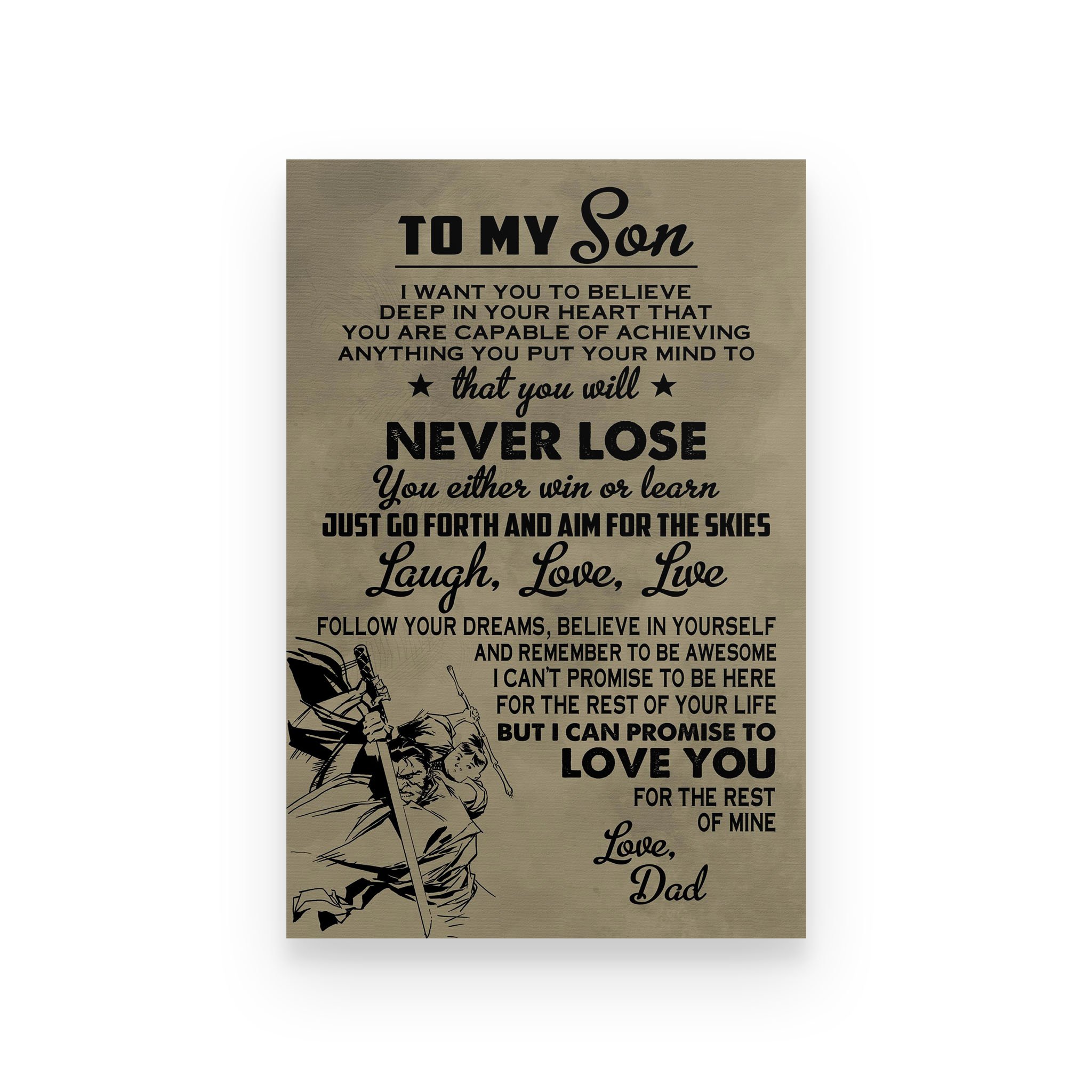 Samurai poster dad to son never lose