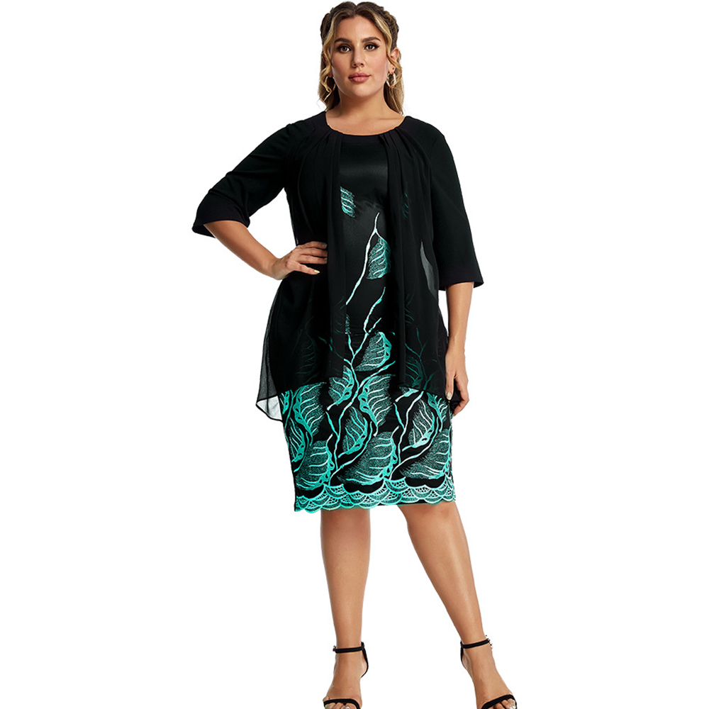 4XL Plus Size Dresses Women’s Clothing O-Neck Ropa Mujer Fashion New Patchwork Straight Office Lady Dress Vestidos Autumn Winter alx