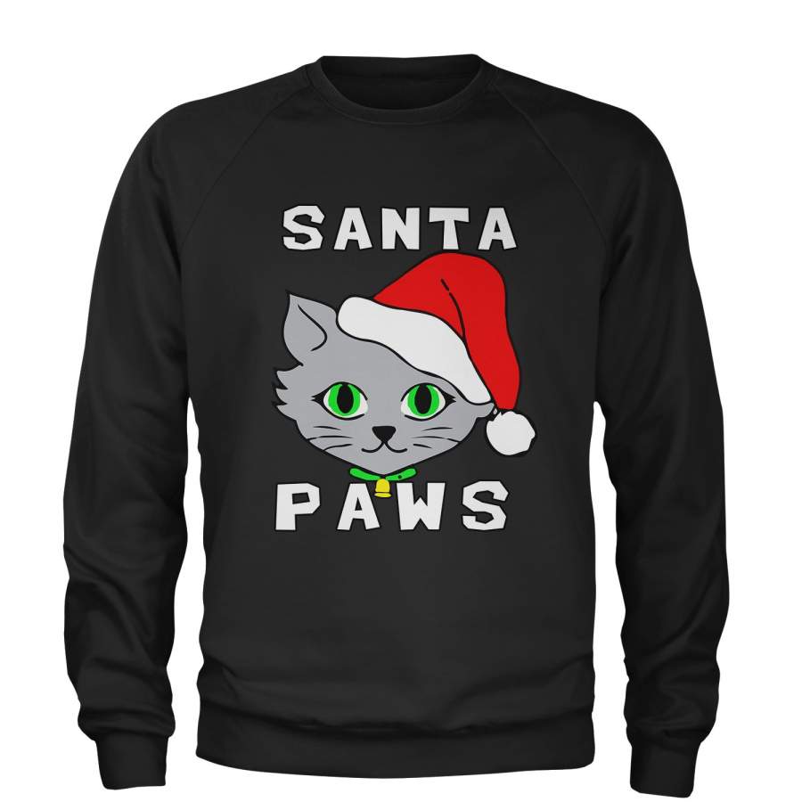 Santa Paws Cat Kitten Ugly Christmas  Adult Crewneck Sweatshirt