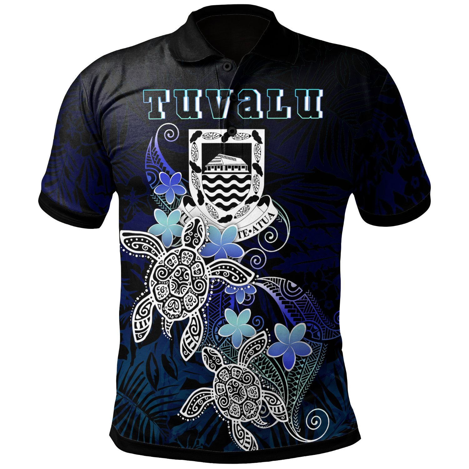 Tuvalu Polynesian Polo Shirt – Blue Turtle Couple – BN22