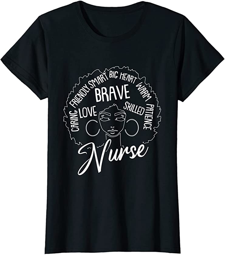 Womens Black Nurse Mom Afro Hair Melanin Pride Rn Nursing Mother T-Shirt