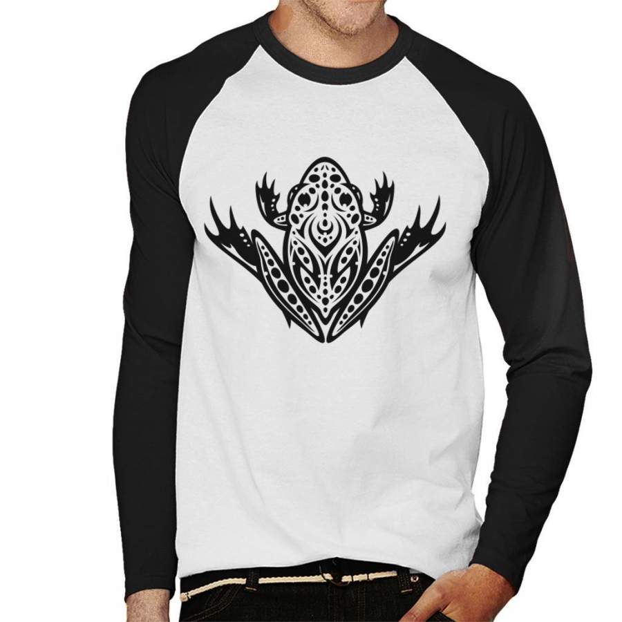 Frog Tribal Style Men’s Baseball Long Sleeved T-Shirt