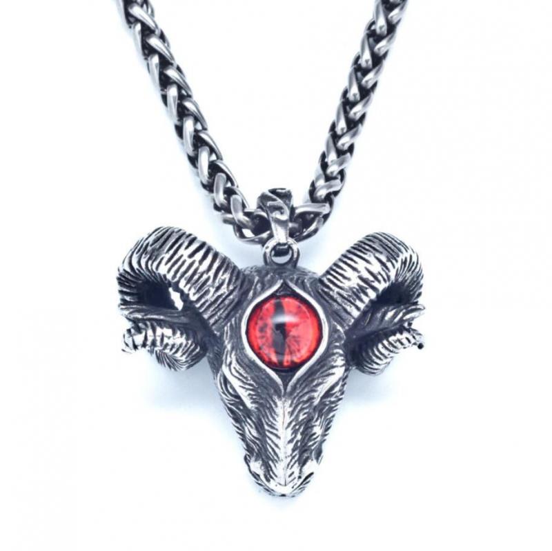 Vintage Viking Evil Eye Metal Goat Pendant Necklace Men Gothic Style Rock Biker Jewelry alx