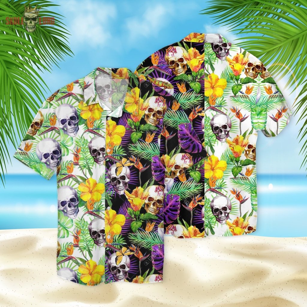 Skull Tropical Leaves Fashion Hawaii Shirt Ha100451