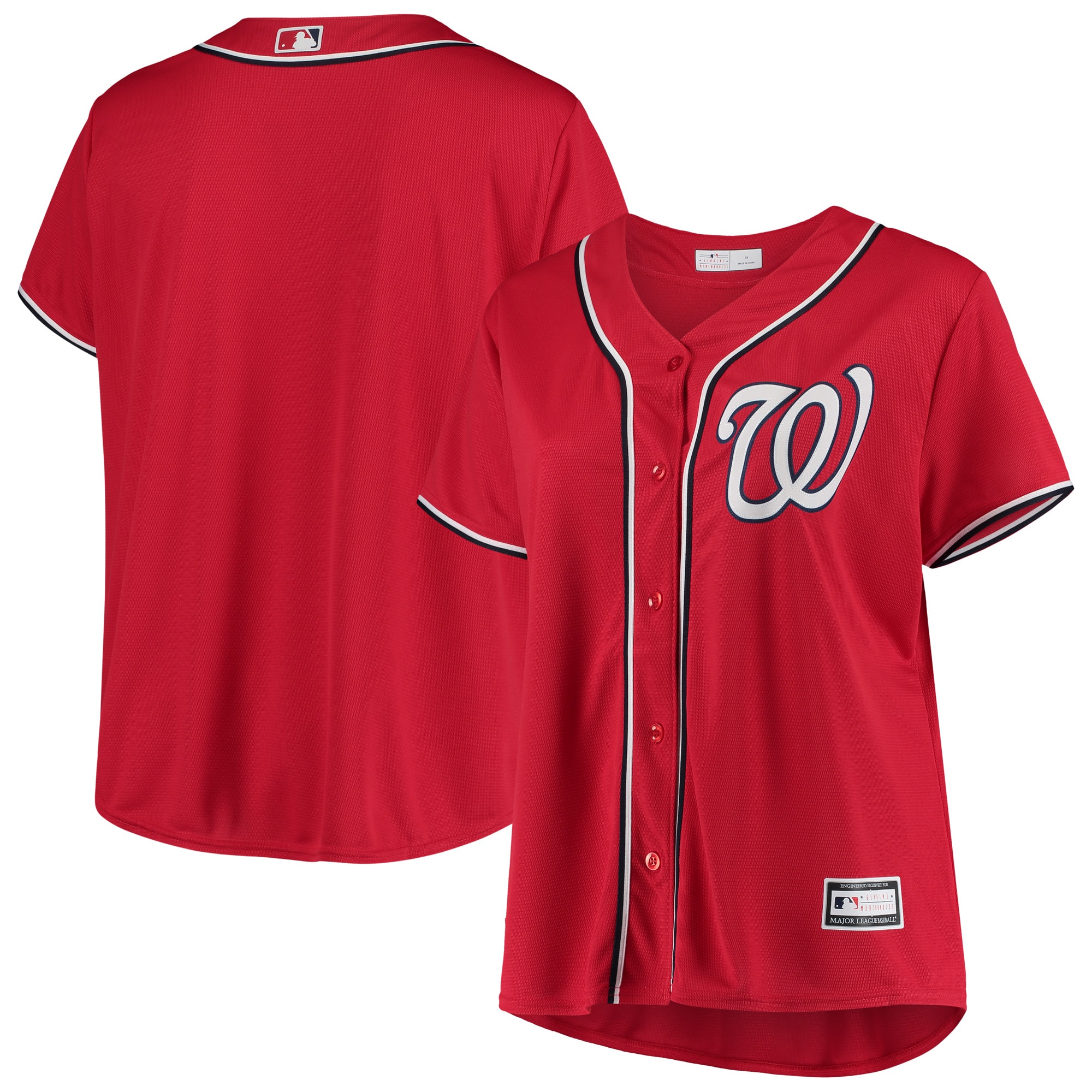 Washington Nationals Women's Plus Size Alternate Replica Team Jersey – Red