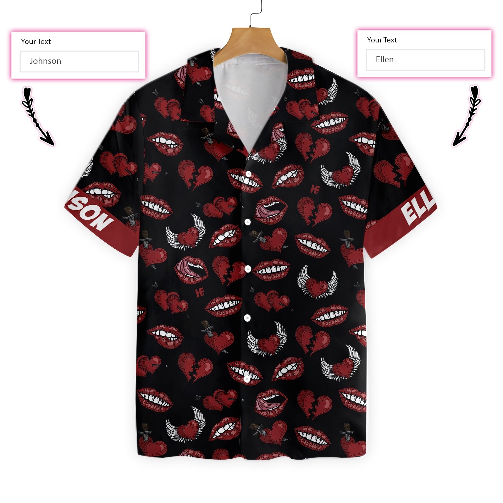 Black Valentine Seamless Pattern 2001 Custom Hawaii Shirt Ha207