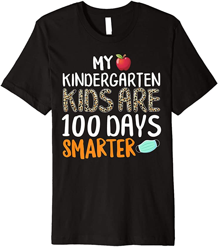 100th Day Of School Kindergarten Teacher Smarter Kid Leopard Premium T-Shirt