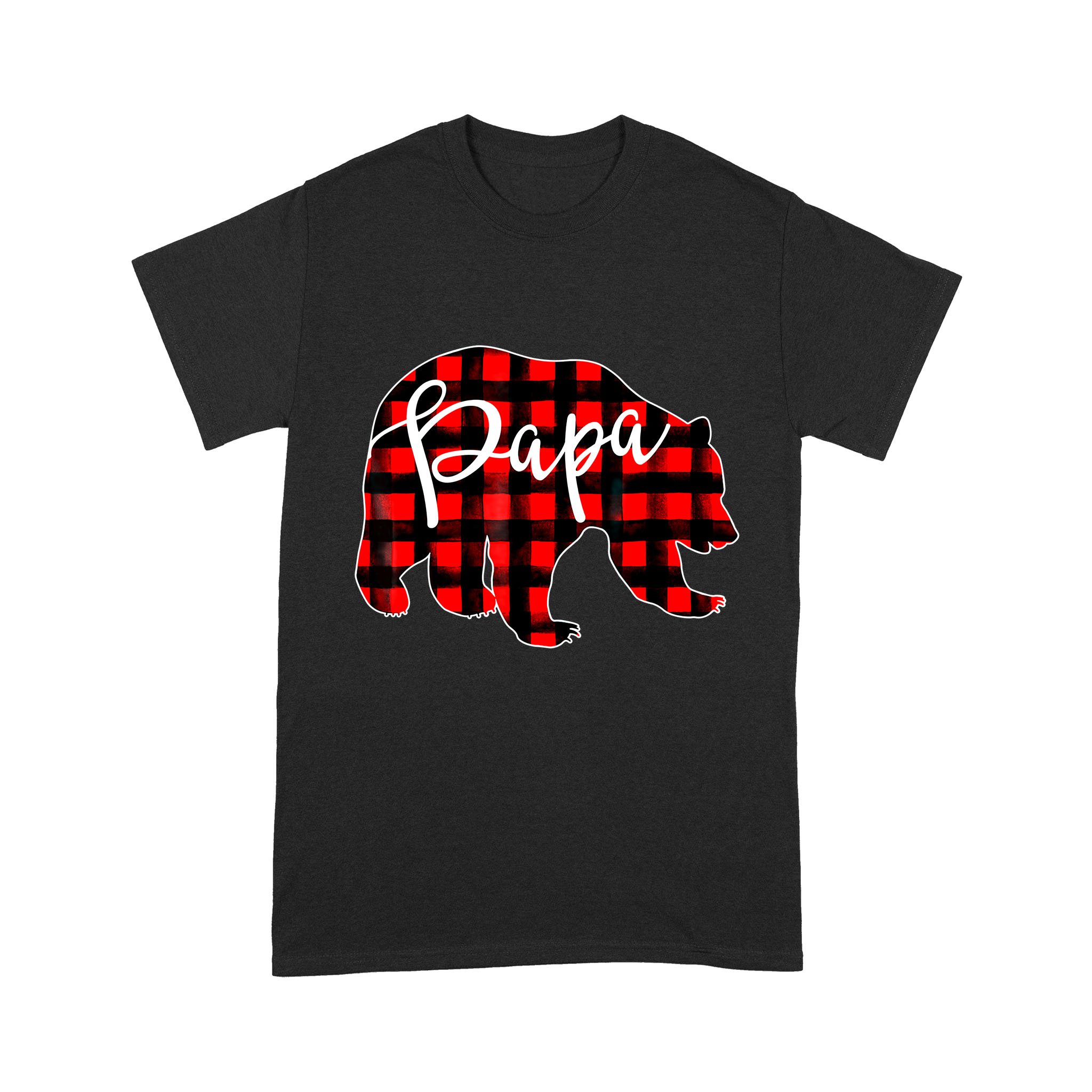 Animal Gift Idea – Mens Red Plaid Papa Bear Matching Family – Standard T-shirt