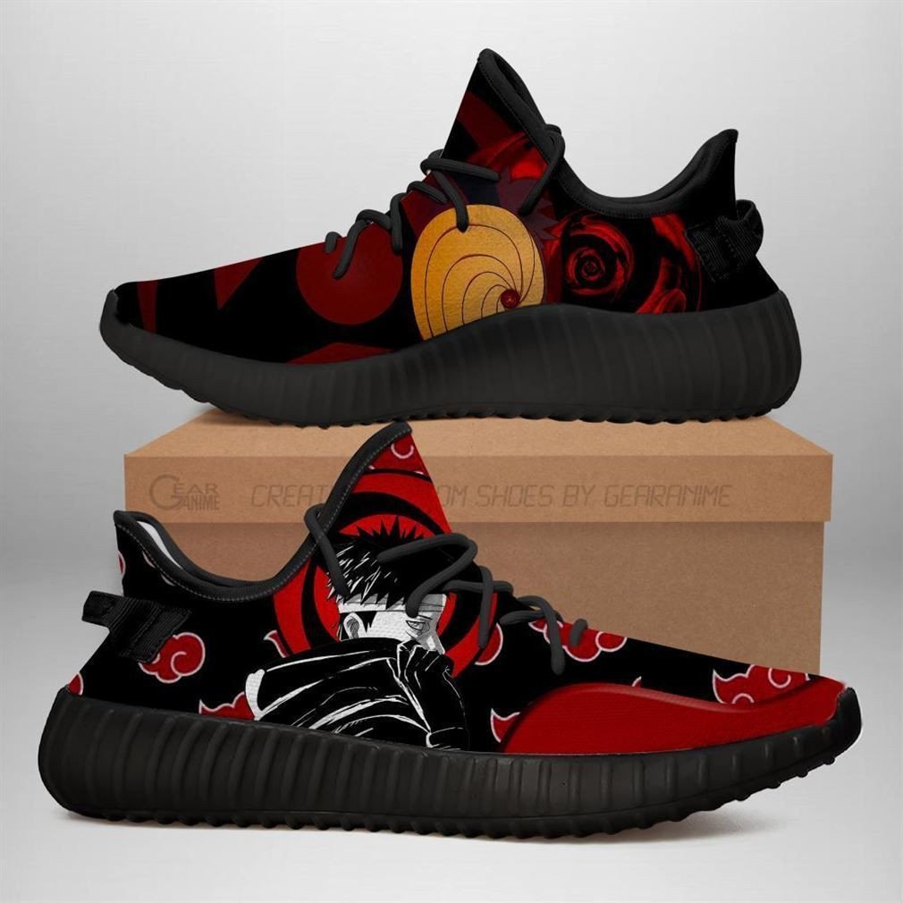 Akatsuki Obito Naruto Yeezy Sneakers Shoes Black