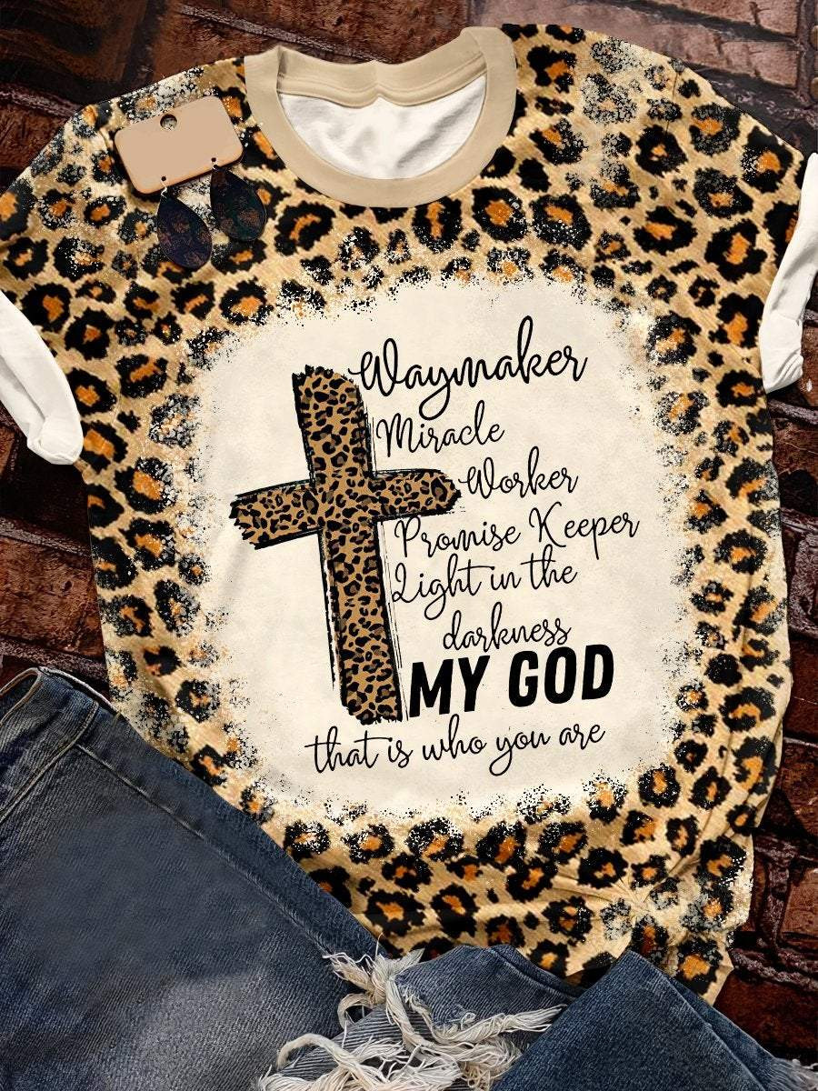 Waymaker Miracle Worker Cross Leopard 3D Tshirt Hoodie Long-Sleeve Gift For Easter – W03