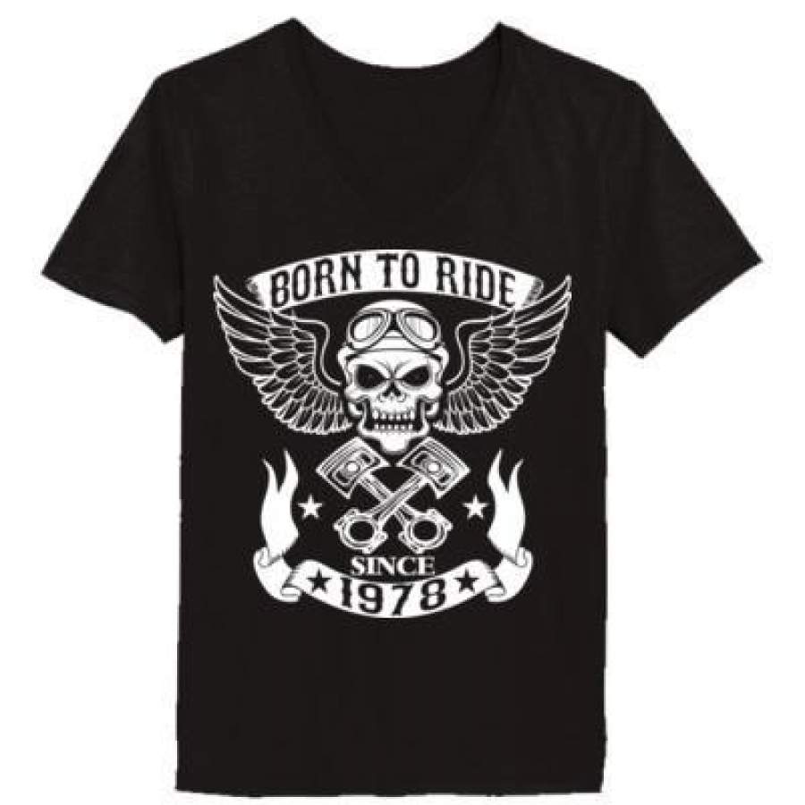 AGR Born To Ride Since 1978 – Ladies’ V-Neck T-Shirt