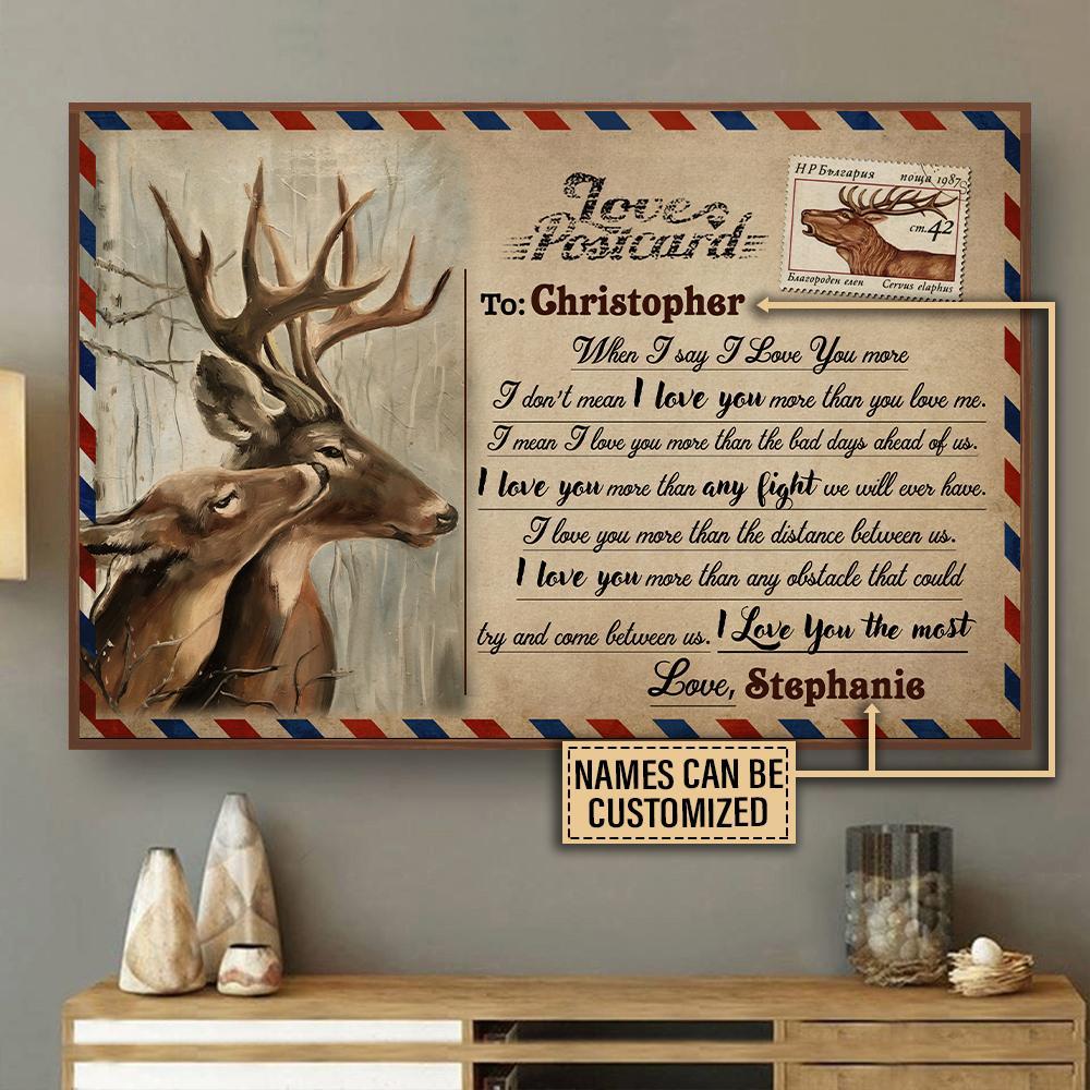 Aeticon Gifts Personalized Deer Postcard I Love You Canvas Mom Dad Gift Home Decor