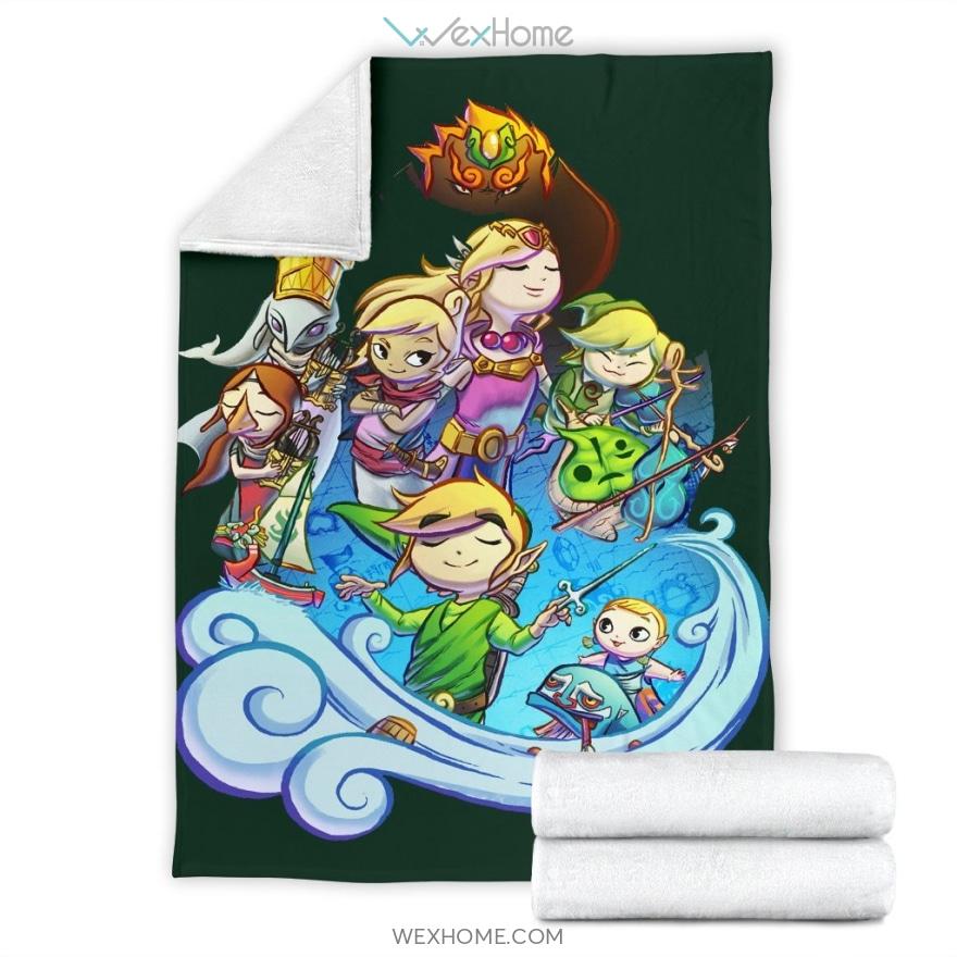 Cute Chibi Legend Of Zelda Characters Premium Blanket