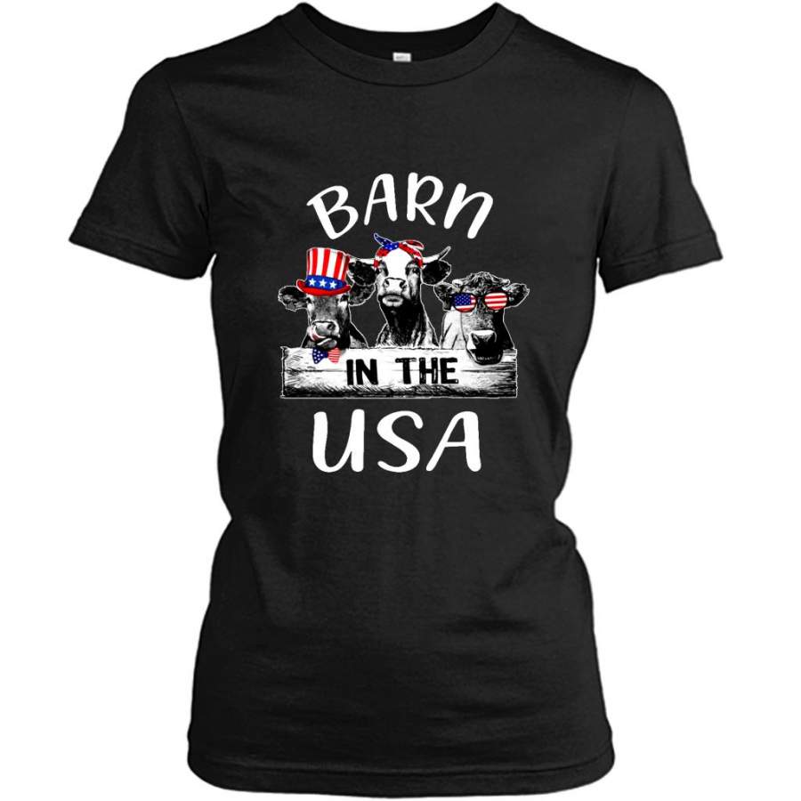 Barn In The USA Heifer Cow Farm Funny – Gildan Women Shirt