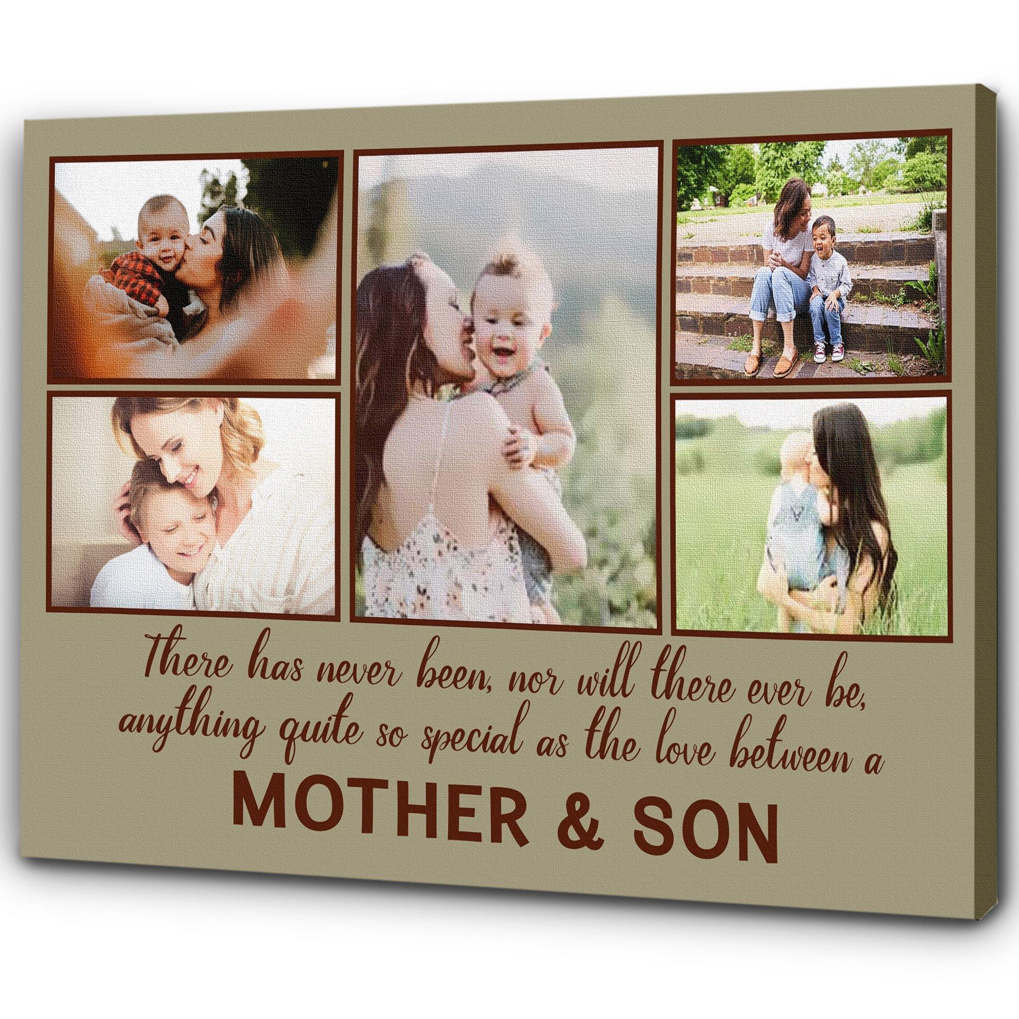 [Personalized Photo] Mother & Son Gift For Family Home Decor Wall Art Canvas Memorial Home Decor