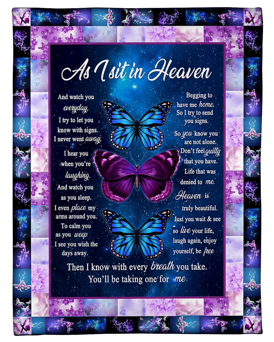 Purple Butterfly Fleece Blanket As I Sit In Heaven Blankets Soft Throw Lightweight Cozy Plush For Sofa Office Bed Living Room Outdoor Gifts For Christmas Birthday Fathers Day Mothers Day Thanksgiving