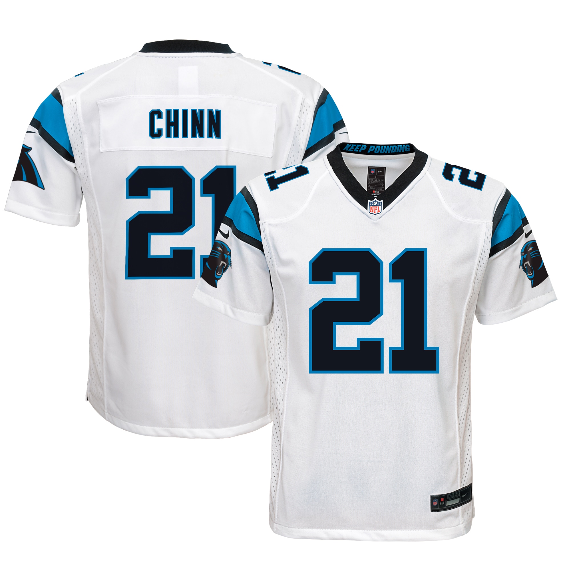 Youth Carolina Panthers Jeremy Chinn White Game Jersey