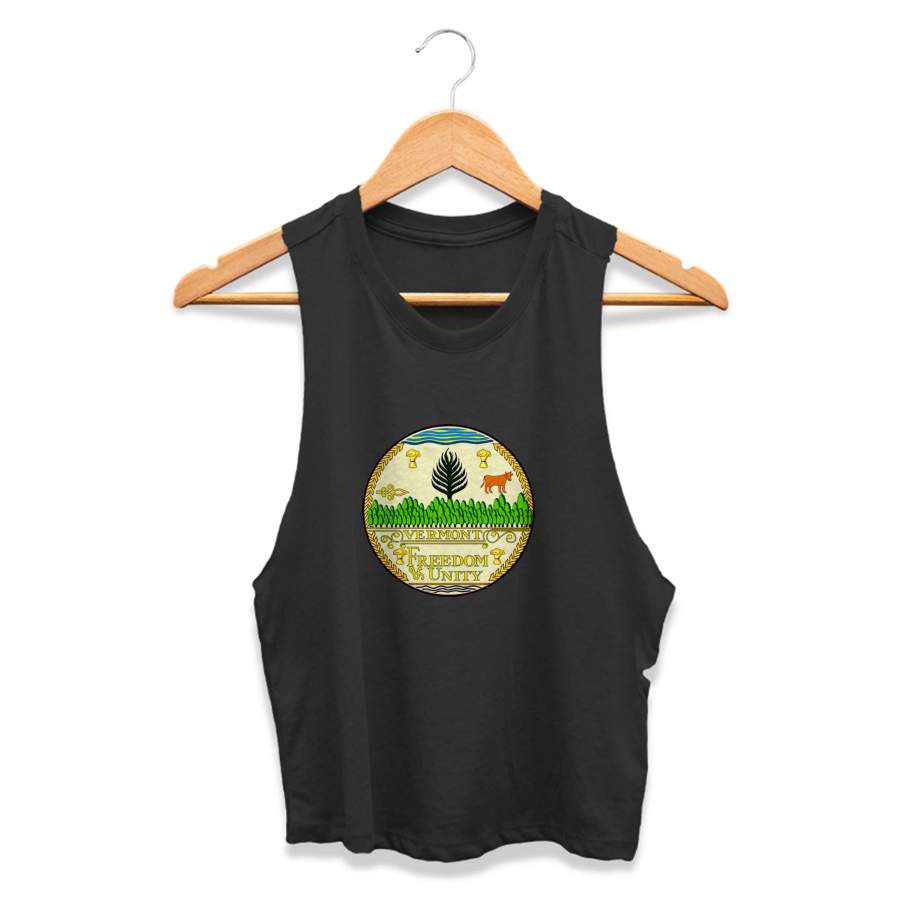 Vermont State Seal Vintage Style Soft Retro New England Womans Crop Tanktop Tee