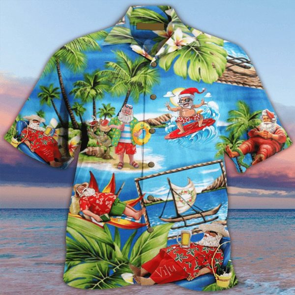 Merry Christmas Santa Claus Surfing Hawaii Shirt Ha97513