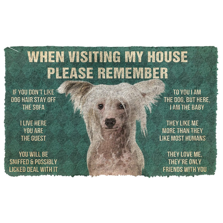 Waybackapparel Please Remember Chinese Crested Dogs House Rules Custom 3D Doormat