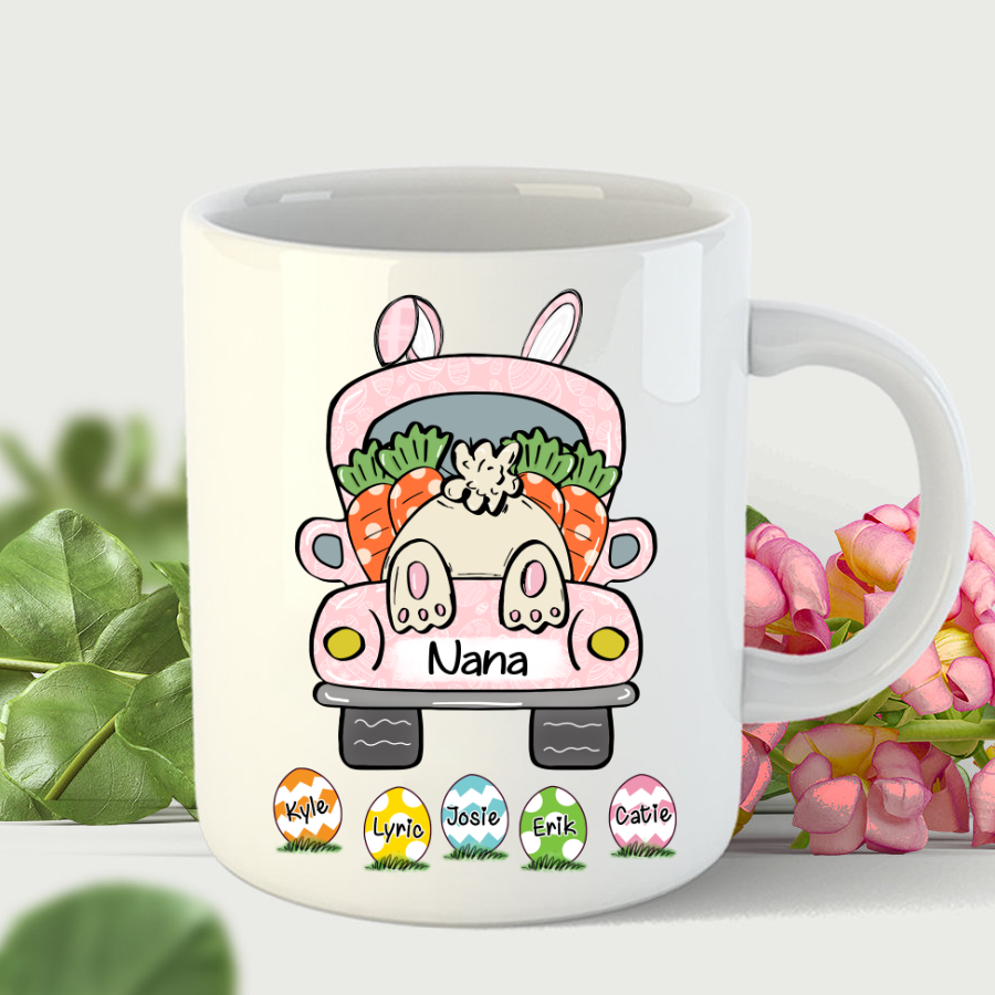 Personalized Truck Easter Bunny Grandma With Grandkids Mug