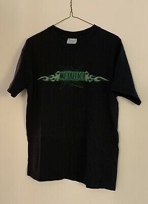 Vintage 2002 Metallica Band Rock T Shirt Detroit Concert M Black 3870