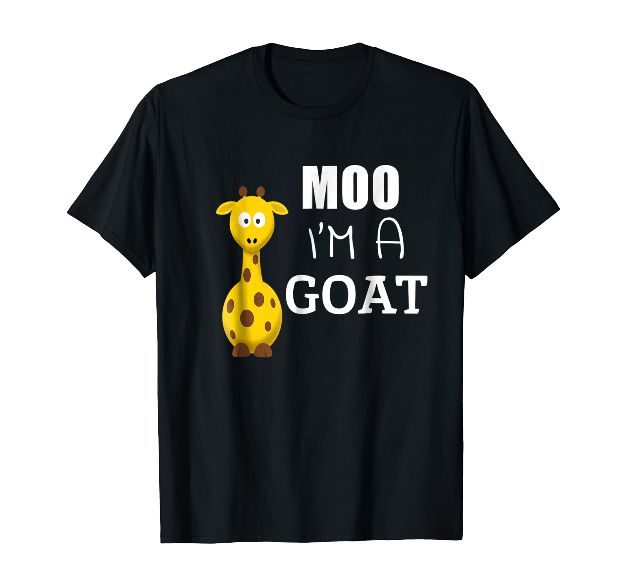 Moo I’M A Goat Funny Cartoon Giraffe Graphic Ironic Tee