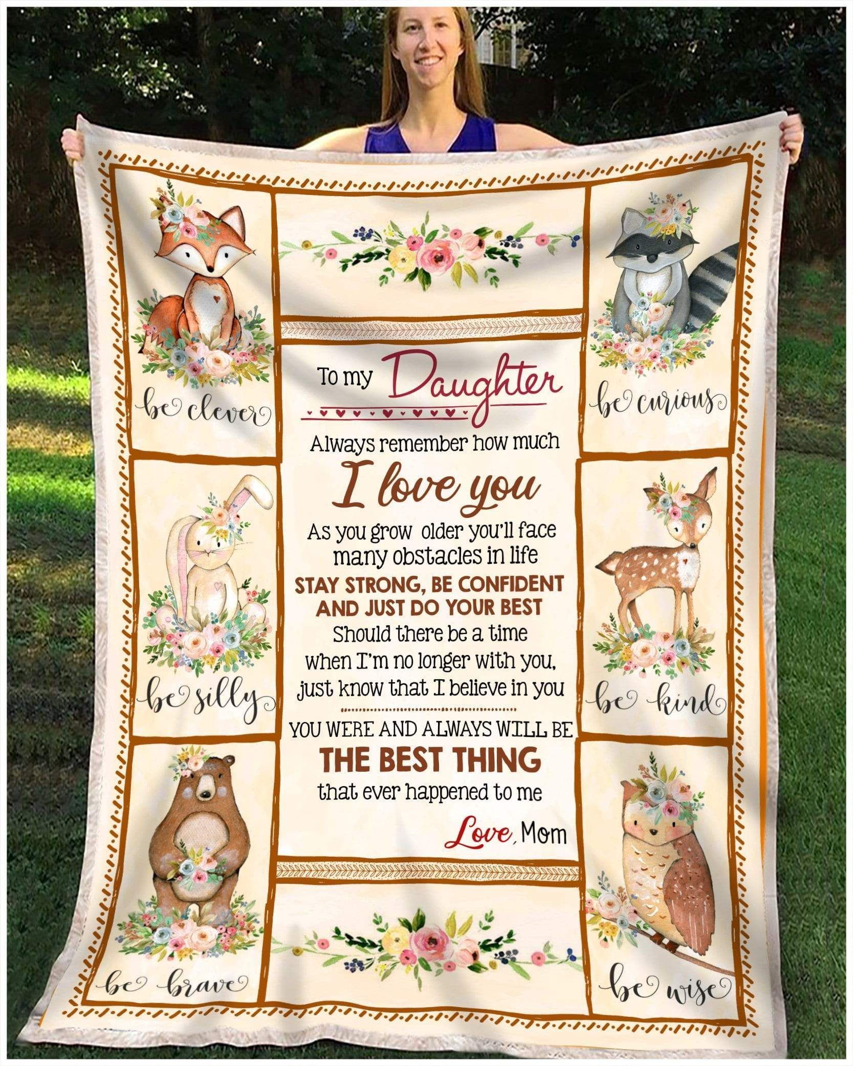 To My Daughter Animal Mom CL02111415MDF Sherpa Fleece Blanket