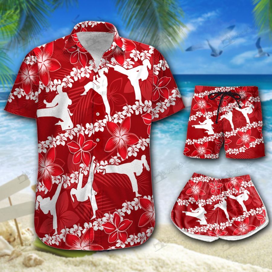 Female Taekwondo Line Hawaiian Shirt Shorts Ha109182