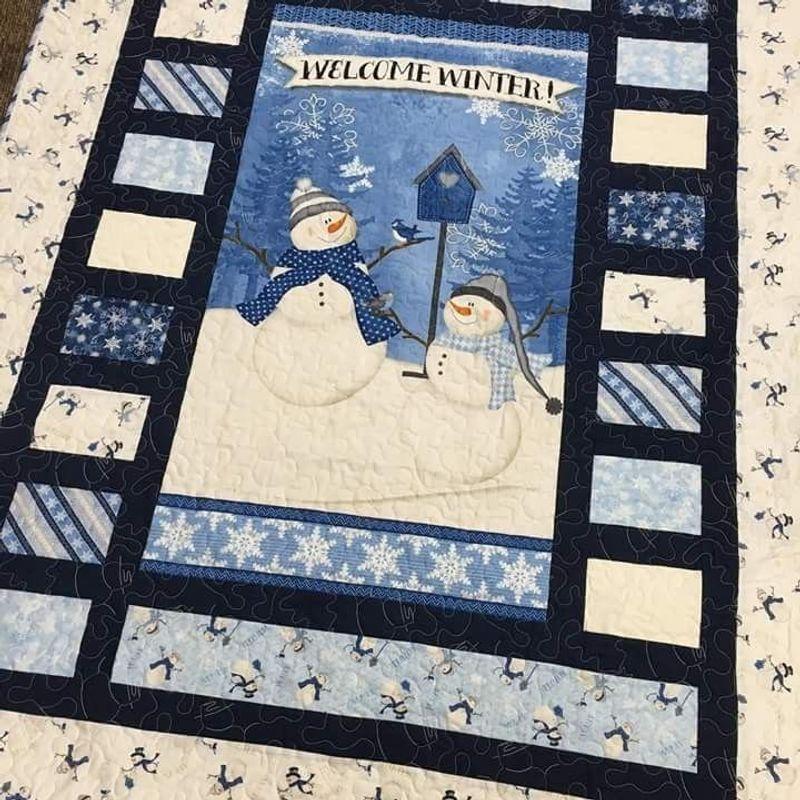 Welcome Winter Snowman Merry Christmas – Quilt Blanket