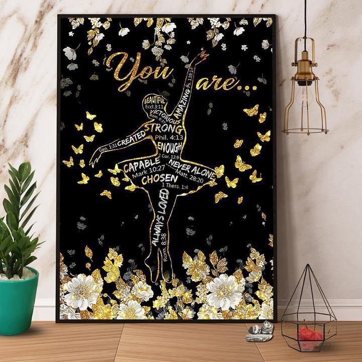 Ballet God Says You Are Strong Chosen Never Alone Butterfly Flower Gift For Family Home Decor Matte Canvas Canvas Prints