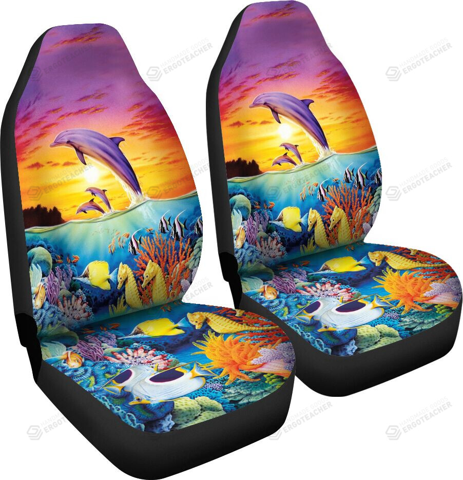 Dolphins Dance Under The Sunset Car Seat Covers