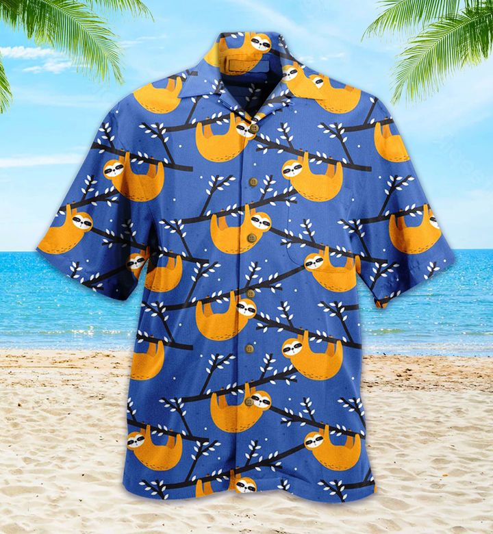 Sloth Blue Hawaiian Shirt 3D