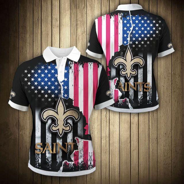 New Orleans Saints American Flag Polo Shirt