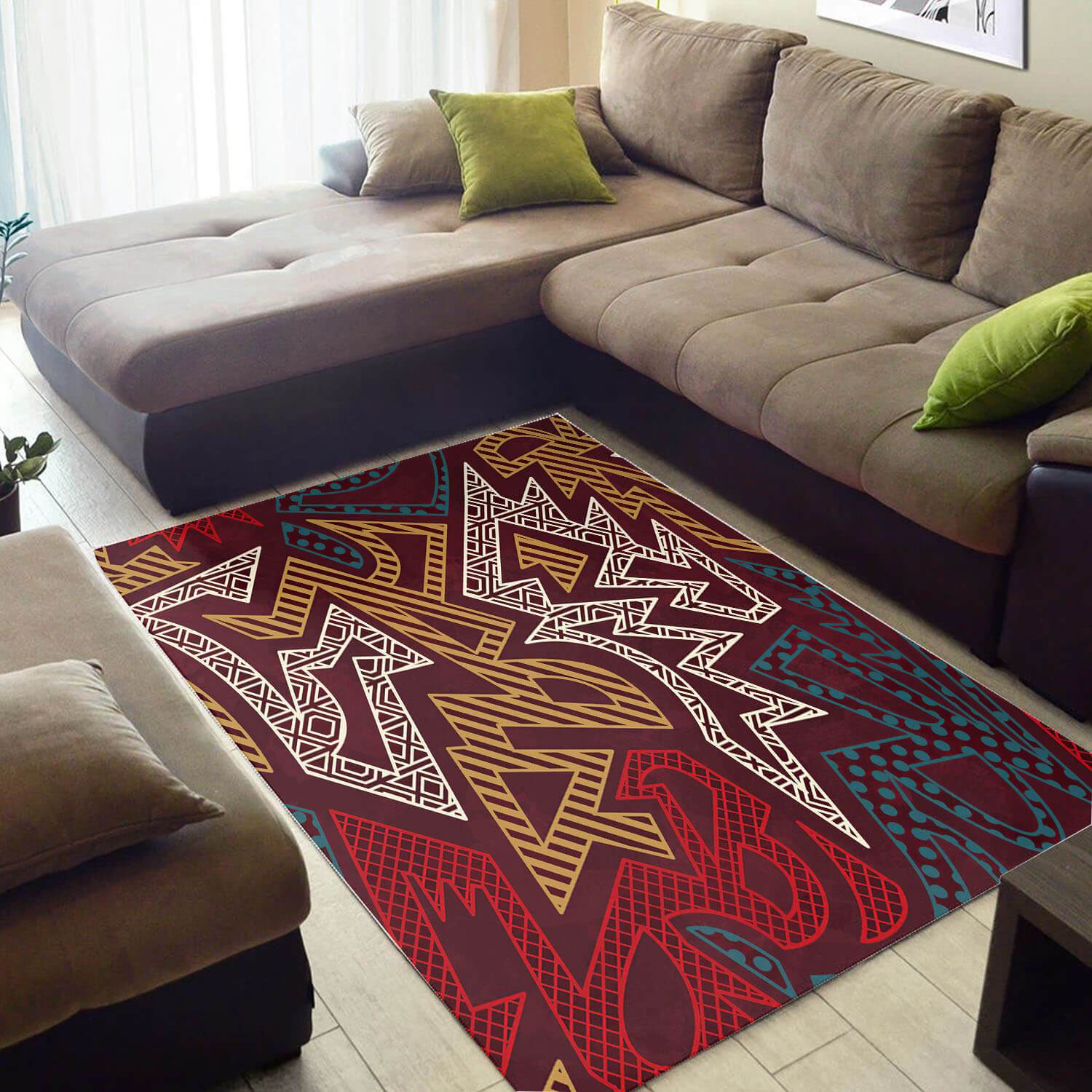 Modern African Area Rug Modern African Afrocentric Art African Design Floor Carpet African Inspired Home Decor WBG3162